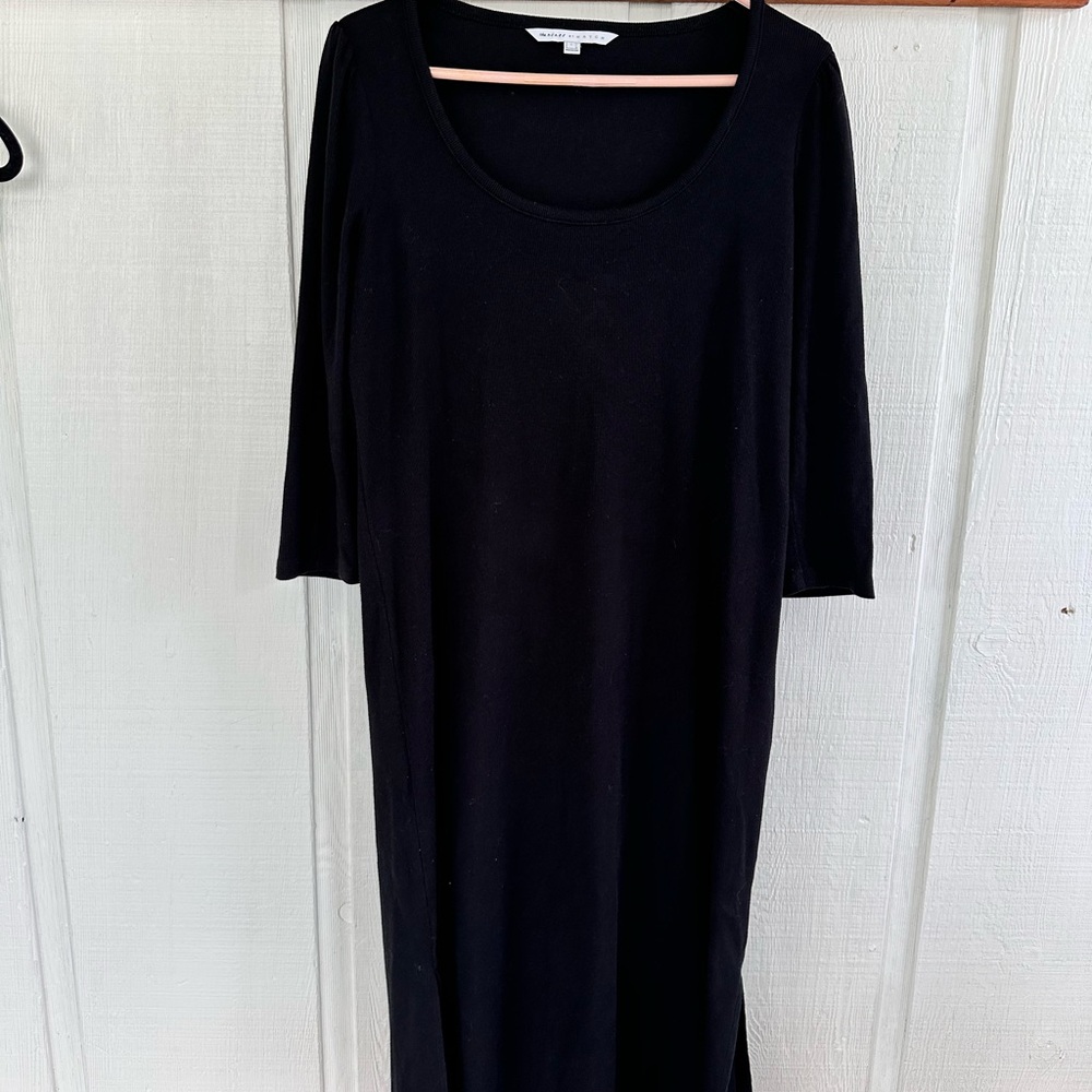 The Nines By Hatch Maternity Ribbed Elegant Black Women's Maxi Dress With Slits